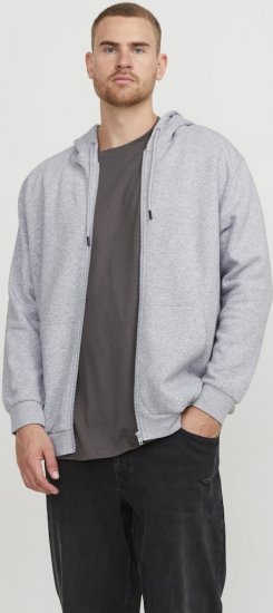 Jack & Jones BRADLEY Zip Hoodie Light Grey Melange - Trøjer og hættetrøjer - Trøjer og Hættetrøjer i store størrelser - 2XL-14XL