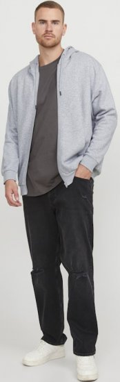 Jack & Jones BRADLEY Zip Hoodie Light Grey Melange - Trøjer og hættetrøjer - Trøjer og Hættetrøjer i store størrelser - 2XL-14XL