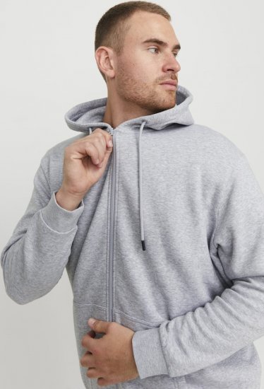 Jack & Jones BRADLEY Zip Hoodie Light Grey Melange - Trøjer og hættetrøjer - Trøjer og Hættetrøjer i store størrelser - 2XL-14XL