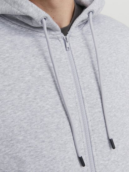 Jack & Jones BRADLEY Zip Hoodie Light Grey Melange - Trøjer og hættetrøjer - Trøjer og Hættetrøjer i store størrelser - 2XL-14XL