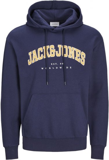 Jack & Jones CALEB Hoodie Navy Blazer - Trøjer og hættetrøjer - Trøjer og Hættetrøjer i store størrelser - 2XL-14XL