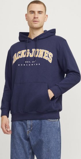 Jack & Jones CALEB Hoodie Navy Blazer - Trøjer og hættetrøjer - Trøjer og Hættetrøjer i store størrelser - 2XL-14XL