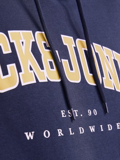 Jack & Jones CALEB Hoodie Navy Blazer - Trøjer og hættetrøjer - Trøjer og Hættetrøjer i store størrelser - 2XL-14XL