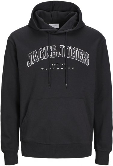 Jack & Jones CALEB Hoodie Black - Trøjer og hættetrøjer - Trøjer og Hættetrøjer i store størrelser - 2XL-14XL