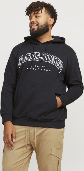 Jack & Jones CALEB Hoodie Black - Trøjer og hættetrøjer - Trøjer og Hættetrøjer i store størrelser - 2XL-14XL