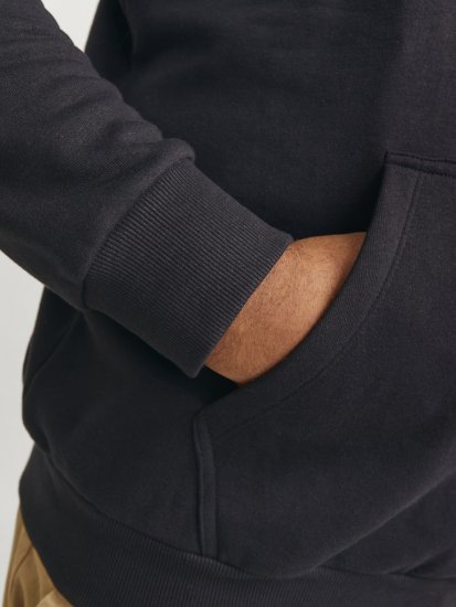 Jack & Jones CALEB Hoodie Black - Trøjer og hættetrøjer - Trøjer og Hættetrøjer i store størrelser - 2XL-14XL