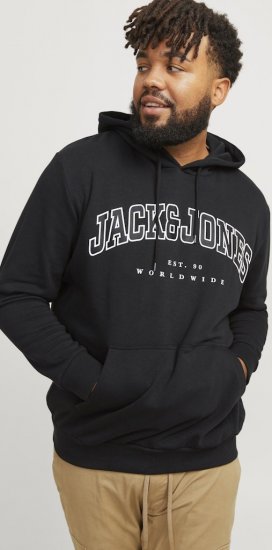 Jack & Jones CALEB Hoodie Black - Trøjer og hættetrøjer - Trøjer og Hættetrøjer i store størrelser - 2XL-14XL