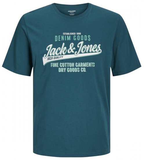 Jack & Jones JJELOGO O-Neck T-Shirt Deep Teal - T-shirts - T-shirts i store størrelser - 2XL-14XL