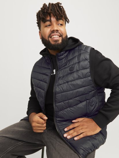 Jack & Jones SPRINT BODYWARMER With Collar Black - Jakker - Jakker i store størrelser, 2XL- 12XL