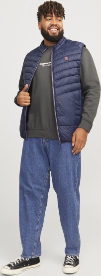 Jack & Jones SPRINT True Red Stitches BODYWARMER Navy Blazer - Jakker - Jakker i store størrelser, 2XL- 12XL