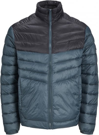 Jack & Jones SPRINT Black Blocking Quilted Collar Jacket Teal - Jakker - Jakker i store størrelser, 2XL- 12XL
