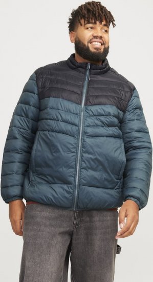 Jack & Jones SPRINT Black Blocking Quilted Collar Jacket Teal - Jakker - Jakker i store størrelser, 2XL- 12XL