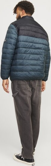 Jack & Jones SPRINT Black Blocking Quilted Collar Jacket Teal - Jakker - Jakker i store størrelser, 2XL- 12XL