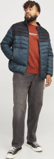 Jack & Jones SPRINT Black Blocking Quilted Collar Jacket Teal - Jakker - Jakker i store størrelser, 2XL- 12XL