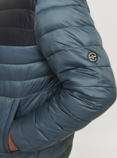 Jack & Jones SPRINT Black Blocking Quilted Collar Jacket Teal - Jakker - Jakker i store størrelser, 2XL- 12XL