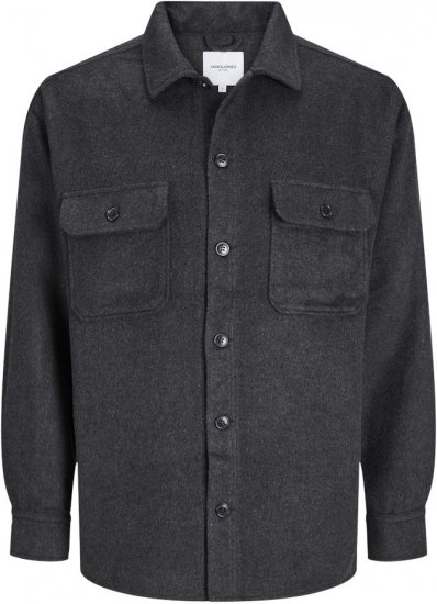 Jack & Jones BRADLEY OLLIE Overshirt LS Black - Skjorter - Skjorter til store mænd 2XL- 8XL