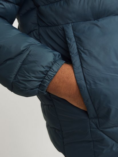 Jack & Jones SPRINT Black Blocking Quilted Hooded Jacket Turquoise Blue - Jakker - Jakker i store størrelser, 2XL- 12XL