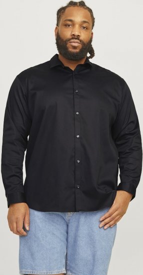 Jack & Jones ARMA LS Shirt Black - Skjorter - Skjorter til store mænd 2XL- 8XL