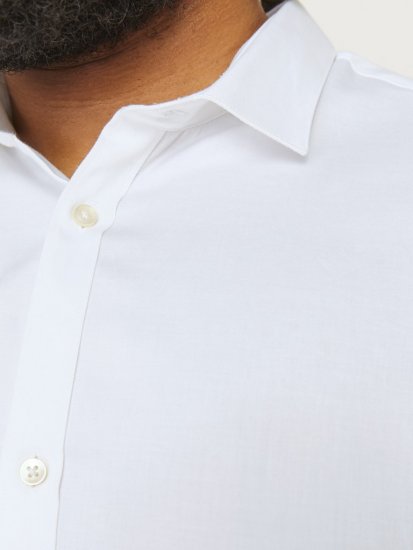 Jack & Jones ARMA LS Shirt White - Skjorter - Skjorter til store mænd 2XL- 8XL