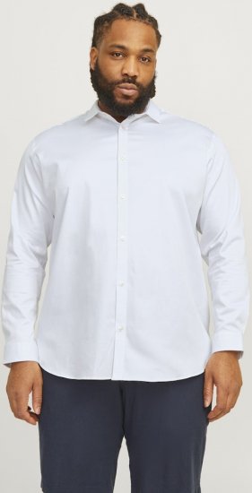 Jack & Jones ARMA LS Shirt White - Skjorter - Skjorter til store mænd 2XL- 8XL