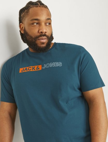 Jack & Jones CORP Logo Play 5 T-Shirt Deep Teal - T-shirts - T-shirts i store størrelser - 2XL-14XL