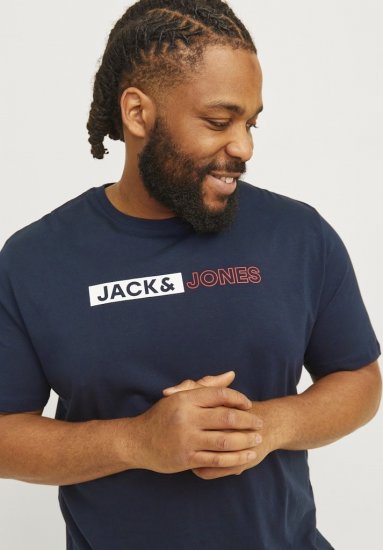 Jack & Jones CORP Logo Play 5 T-Shirt Navy Blazer - T-shirts - T-shirts i store størrelser - 2XL-14XL