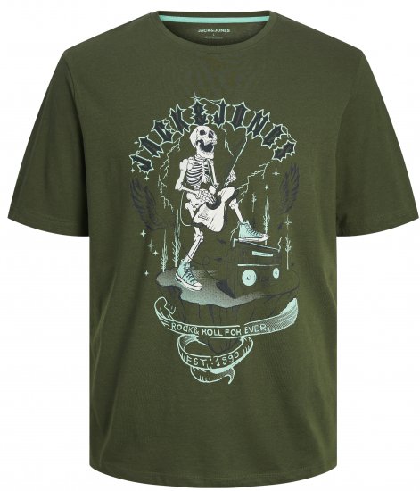 Jack & Jones JJSKULL ROCK T-Shirt Kombu Green - T-shirts - T-shirts i store størrelser - 2XL-14XL