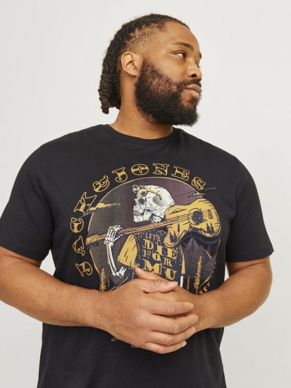 Jack & Jones JJSKULL ROCK T-Shirt Black - T-shirts - T-shirts i store størrelser - 2XL-14XL