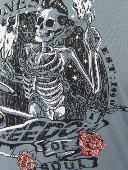 Jack & Jones JJSKULL ROCK T-Shirt Goblin Blue - T-shirts - T-shirts i store størrelser - 2XL-14XL