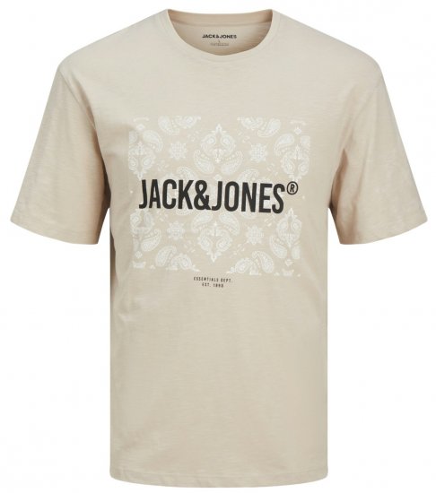 Jack & Jones JJPAISLEY T-Shirt Moonbeam - T-shirts - T-shirts i store størrelser - 2XL-14XL