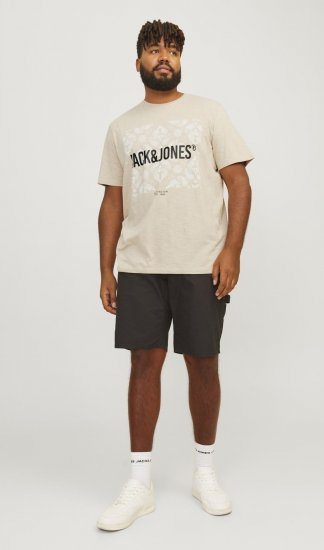Jack & Jones JJPAISLEY T-Shirt Moonbeam - T-shirts - T-shirts i store størrelser - 2XL-14XL