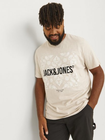 Jack & Jones JJPAISLEY T-Shirt Moonbeam - T-shirts - T-shirts i store størrelser - 2XL-14XL
