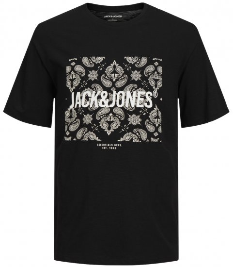 Jack & Jones JJPAISLEY T-Shirt Black - T-shirts - T-shirts i store størrelser - 2XL-14XL