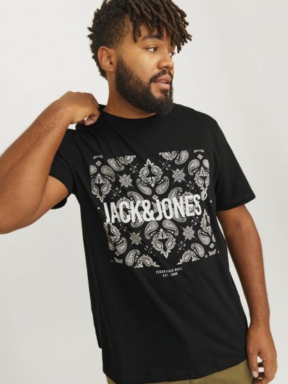 Jack & Jones JJPAISLEY T-Shirt Black - T-shirts - T-shirts i store størrelser - 2XL-14XL