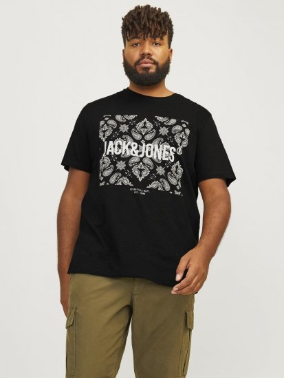 Jack & Jones JJPAISLEY T-Shirt Black - T-shirts - T-shirts i store størrelser - 2XL-14XL