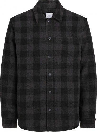 Jack & Jones ZAC BRUSHED Long Sleeve OVERSHIRT Grey - Skjorter - Skjorter til store mænd 2XL- 8XL