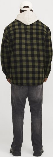Jack & Jones ZAC Brushed Long Sleeve Overshirt Green - Skjorter - Skjorter til store mænd 2XL- 8XL