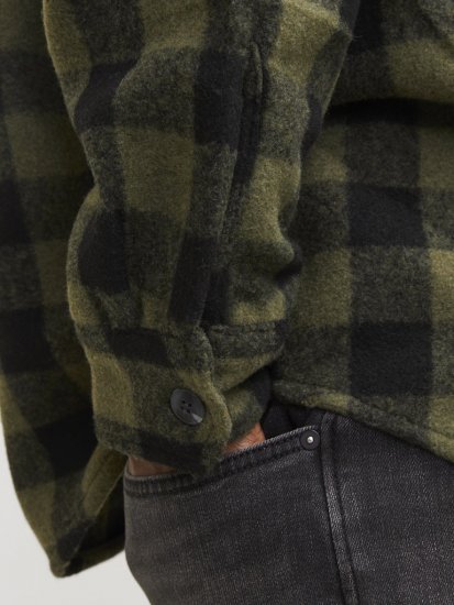 Jack & Jones ZAC Brushed Long Sleeve Overshirt Green - Skjorter - Skjorter til store mænd 2XL- 8XL