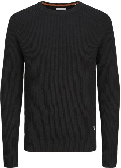 Jack & Jones PANNEL Knitted Sweater Black - Trøjer og hættetrøjer - Trøjer og Hættetrøjer i store størrelser - 2XL-14XL