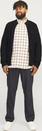 Jack & Jones PANNEL Turtleneck Knitted Sweater with Zipper Black - Trøjer og hættetrøjer - Trøjer og Hættetrøjer i store størrelser - 2XL-14XL