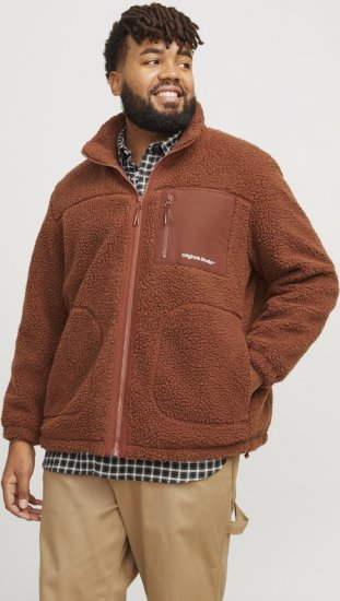 Jack & Jones ESTERBRO High Collar Teddy Jacket Brandy Brown - Jakker - Jakker i store størrelser, 2XL- 12XL