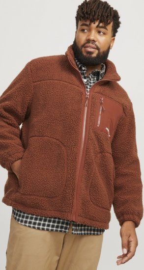 Jack & Jones ESTERBRO High Collar Teddy Jacket Brandy Brown - Jakker - Jakker i store størrelser, 2XL- 12XL
