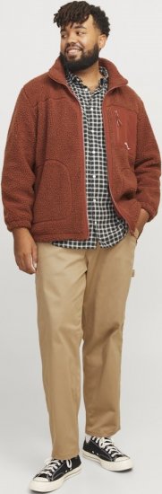 Jack & Jones ESTERBRO High Collar Teddy Jacket Brandy Brown - Jakker - Jakker i store størrelser, 2XL- 12XL