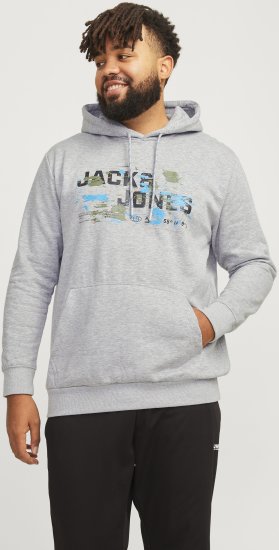 Jack & Jones JCOOUTDOOR Hoodie Light Grey - Trøjer og hættetrøjer - Trøjer og Hættetrøjer i store størrelser - 2XL-14XL