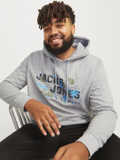 Jack & Jones JCOOUTDOOR Hoodie Light Grey - Trøjer og hættetrøjer - Trøjer og Hættetrøjer i store størrelser - 2XL-14XL