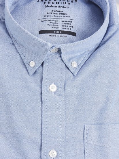 Jack & Jones Brook Oxford Long Sleeve Shirt Cashmere Blue - Skjorter - Skjorter til store mænd 2XL- 8XL