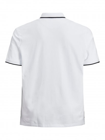 Jack & Jones PAULOS Short Sleeve Polo White/PS - Polotrøjer - Polotrøjer 2XL-8XL