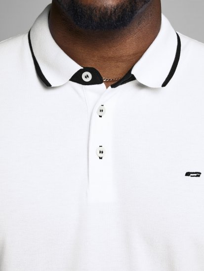 Jack & Jones PAULOS Short Sleeve Polo White/PS - Polotrøjer - Polotrøjer 2XL-8XL
