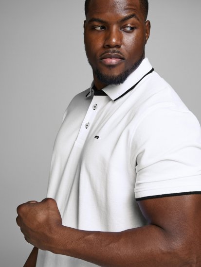Jack & Jones PAULOS Short Sleeve Polo White/PS - Polotrøjer - Polotrøjer 2XL-8XL