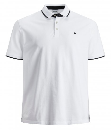 Jack & Jones PAULOS Short Sleeve Polo White/PS - Polotrøjer - Polotrøjer 2XL-8XL